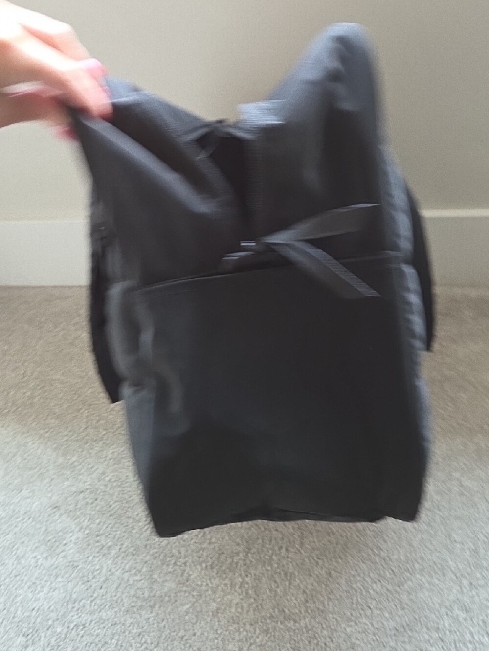Black Quilted Duffel Tote Bag - Picture 9 of 12